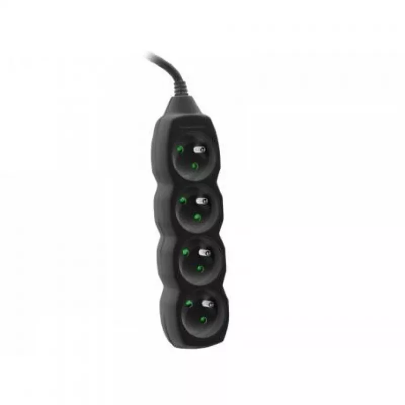 Tracer PowerCord alargador, 4 tomas, 3 m, negro