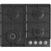 Placa de gas integrable Gorenje GW641EXB, 4 zonas de gas, negra, 60 cm, control por mando giratorio, rejillas de hierro fundido