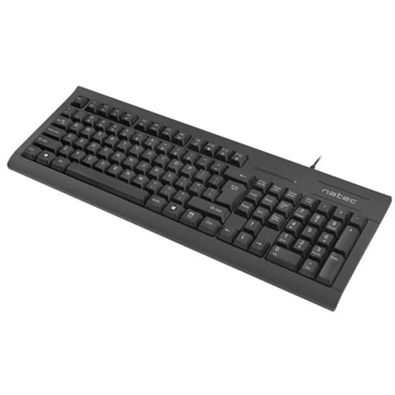 Teclado completo cableado NATEC MORAY Home/Office USB QWERTY US International Negro, 104 teclas, teclado numérico