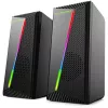 Esperanza EGS106 Rainbow Nortec altavoces 2.0, 6 W (2x3 W), alimentados por USB, minijack de 3,5 mm, LED RGB, negros