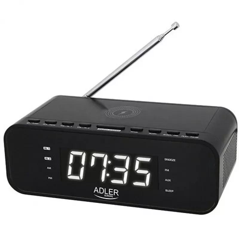 Despertador con radio, alarma y cargador inalámbrico Adler AD 1192B