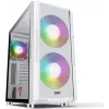 Caja de PC MODECOM AMIRANI ARGB Midi Tower blanca — ATX/ITX, GPU 35 cm, disipador de CPU 16,5 cm, 2 ventiladores de 200 mm