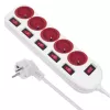 Regleta de alimentación Maclean, alargador 5 tomas, con interruptores, 250VAC/10A, 1.5m, MCE204 R/W