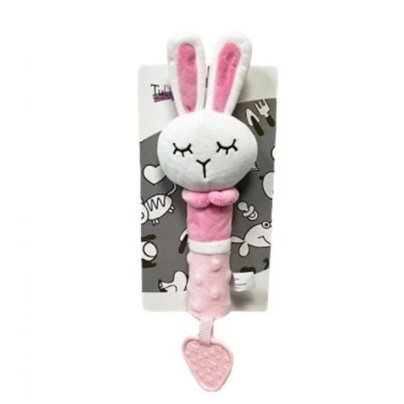 Peluche sonoro suave TULILO Conejo 17 cm – sonajero mullido para bebés y niños pequeños