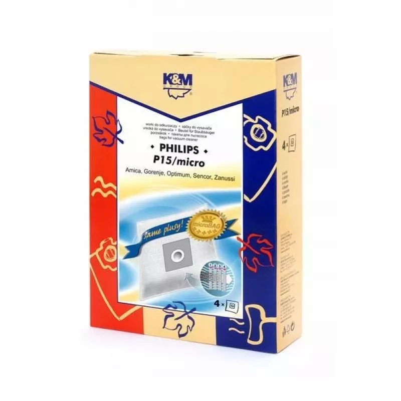 Bolsas aspirador km KM-P15 — 4 uds., bolsas microfiltro compatibles con aspiradores