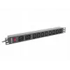 Unidad de distribución de energía para rack LANBERG PDU-02I1908I-0200-C20-BK — 1U, 10×C13, 16A, cable de 2 m, 19
