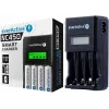 Cargador de baterías everActive NC450B — cargador de 4 celdas AAA, 110/230V AC, negro