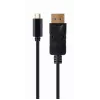 Adaptador gráfico USB Gembird A-CM-DPM-01 con USB-C, compatible hasta 3840×2160, USB 2.0 / 3.2 Gen 2, negro, cable de 2 m