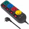 Regleta MACLEAN MCE229B — 4 tomas AC, 2× USB-A, cable de 1,5 m, 10 A, tipo F, interior, negra