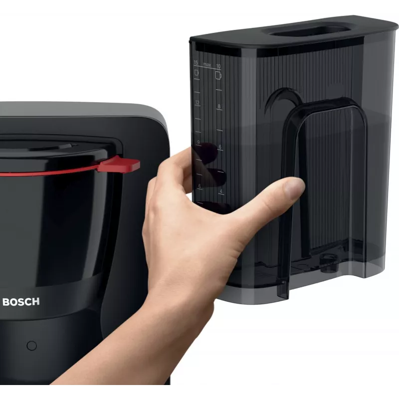 Cafetera de filtro Bosch TKA2M113, depósito de agua de 1,25 l, 15 tazas, negro
