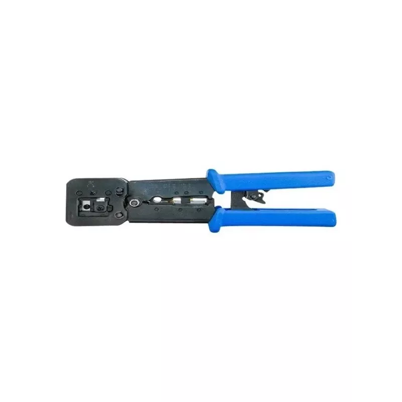 Lanberg NT-0204 crimpadora para conectores pasantes RJ45, RJ12, RJ11, negra/azul