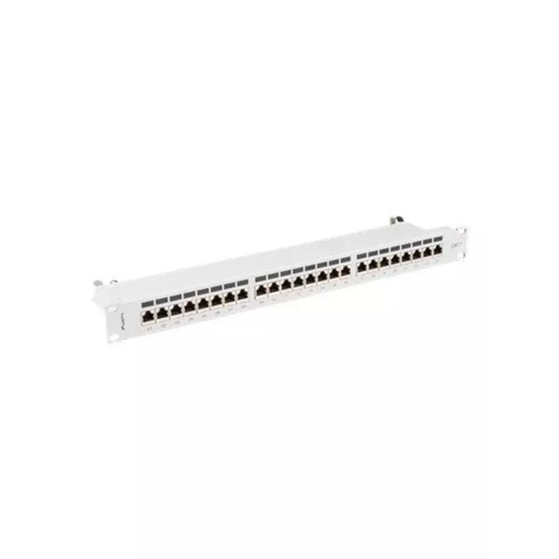 Panel de parcheo Lanberg PPS7-1024-S de 19 pulgadas 1U, 24 puertos, Cat7, FTP apantallado, gris