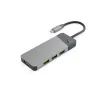 Hub USB Type-C Green Cell HUBGC01 — 7 conexiones: 3×USB‑A 3.2 Gen 1, 1×USB‑C 3.2 Gen 1, HDMI, lector de tarjetas microSD+SD — Plata
