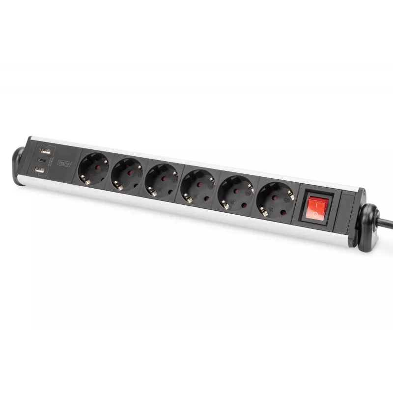 Digitus Regleta de enchufes de oficina de 6 tomas con 3 puertos USB cable de 1,5 m