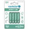 Pilas recargables AAA NiMH everActive EVHRL03-550 1,2 V 550 mAh pack de 4, cilíndricas R03