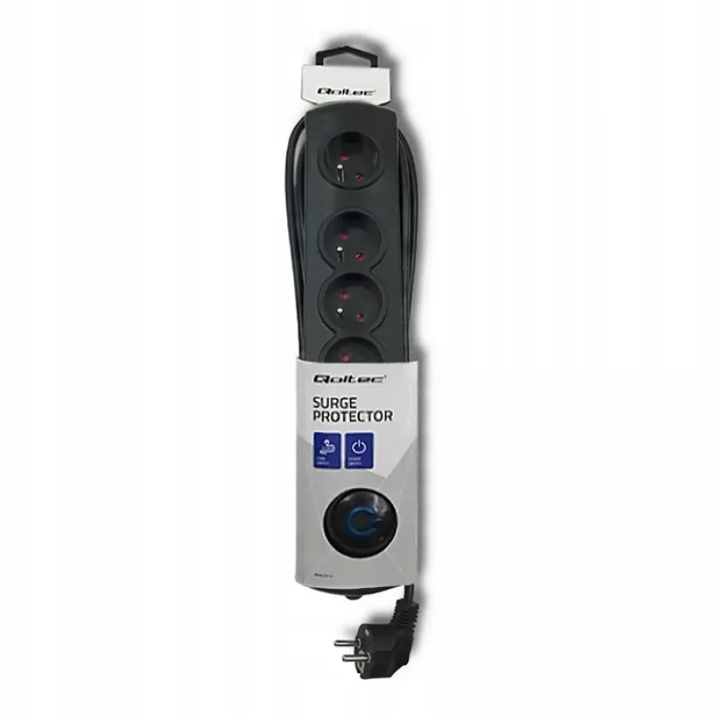 Protector contra sobretensiones Qoltec 50269 Negro 5 tomas AC 230V