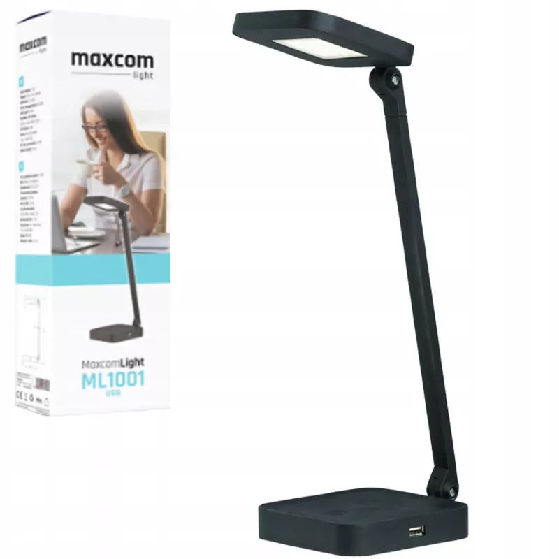 Lámpara de mesa USB MaxCom ML1001 módulo LED SMD Negro