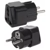 Maclean MCE155 adaptador de enchufe universal, toma UK a enchufe EU, negro