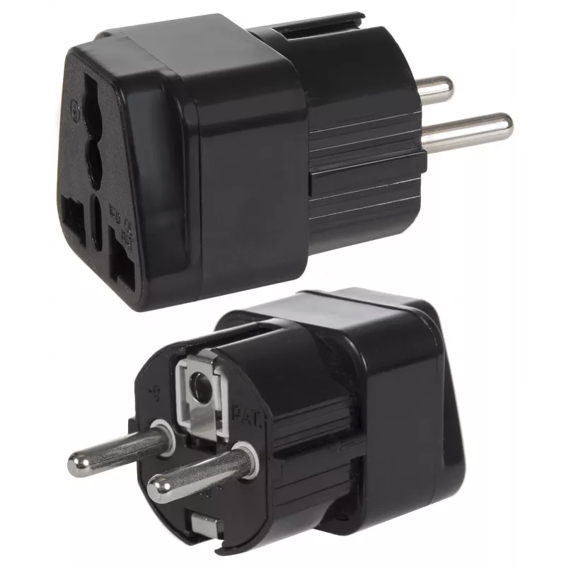 Maclean MCE155 adaptador de enchufe universal, toma UK a enchufe EU, negro