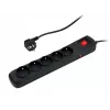 Regleta de enchufes ARMAC R5 — 5 tomas, protección contra sobretensiones, cable de 3 m, negra