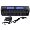 Cargador de baterías everActive NC-1600 — cargador universal DC para Li-Ion, compatible con 16 celdas, tamaños compatibles AA/AAA/C, negro, AC 100–240V 50–60Hz