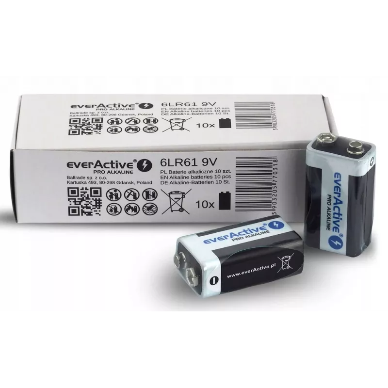 Pila alcalina EverActive Pro Alkaline 6LR61 9V