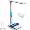 Media-Tech MT222 Leditou lámpara de escritorio LED con cargador inalámbrico Qi de 15 W, reloj, alarma, termómetro, blanca