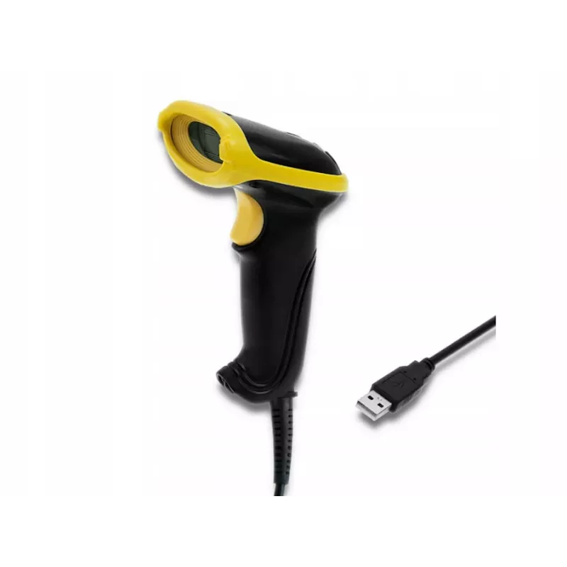 Qoltec 50867 lector láser de códigos de barras 1D/2D, USB, negro