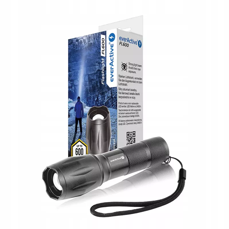Linterna LED everActive FL600, 600 lm, CREE XM-L2, 18650 / 3x AAA