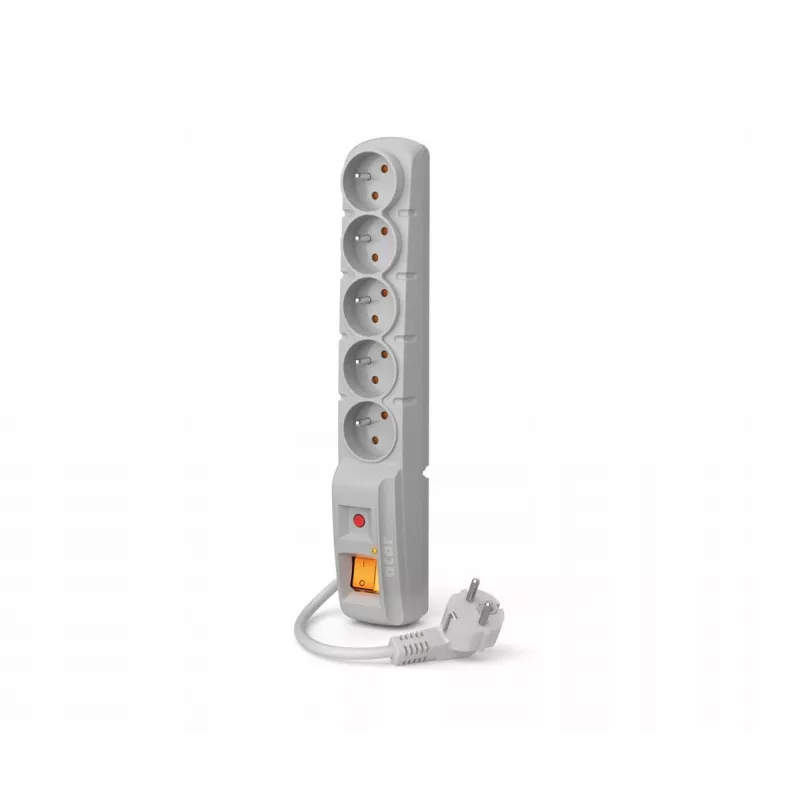 HSK DATA Acar F5 5 m alargador 5 tomas interior/exterior gris
