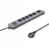 Protección contra sobretensiones QOLTEC 50199 — 6 tomas, cable de 5 m