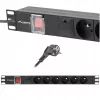 Unidad de distribución de energía LANBERG PDU-06E-0200-BK — 6 salidas Type-E, 16 A, cable de 2 m, rack 1HE, 220–250 V