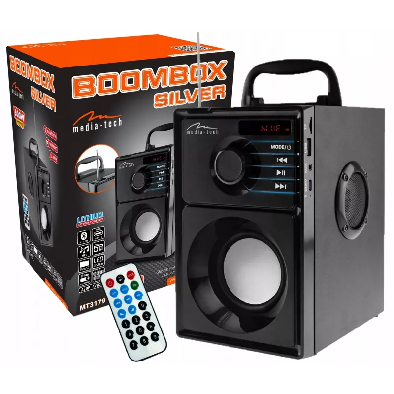 Altavoz portátil MEDIA-TECH MT3179, 20 W (RMS 15 W), Bluetooth 5.1, FM, MicroSD, USB, AUX, Li-Ion, 6 h, carcasa de madera