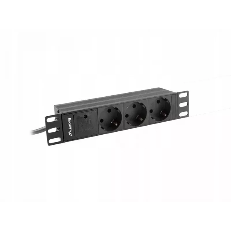 Lanberg PDU-03E-0200-BK Unidad de distribución de energía (PDU) 3 salidas AC 1U negro