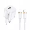 Cargador de pared mini USAMS T36 USB-C, 20 W, PD 3.0, con cable USB-C a Lightning de 1 m