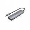 Hub USB Unitek P5+ — 5 puertos (4 × USB 3.2 Gen 2 Type-A), host USB 3.2 Gen 1, 5 Gbit/s, 10 W PD, aluminio, gris