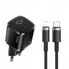 Cargador usams 1x USB-C T36 + Lightning PD – cargador PD compacto con USB-C y Lightning