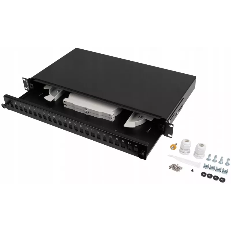 Panel de conexiones de fibra óptica para rack 1U 24x SC/LC 19