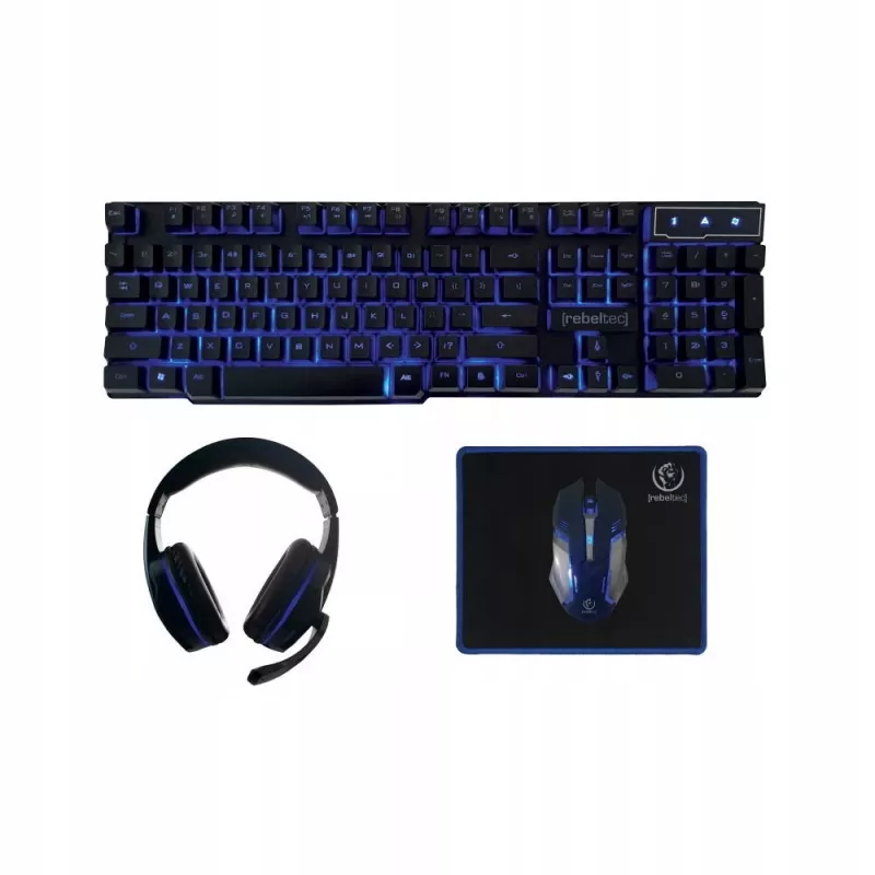 Teclado y ratón Rebeltec SHERMAN Gaming USB QZERTY Inglés Negro
