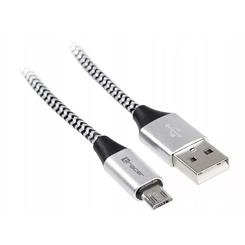 Cable USB Tracer TRAKBK46928 1m USB A Micro-USB B negro plata