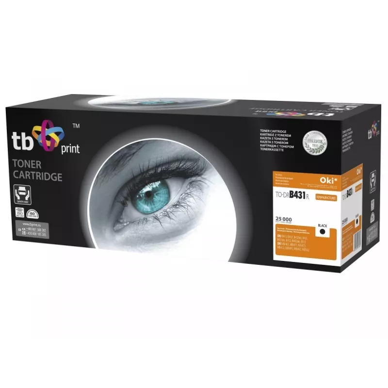TB Print TO-DRB431R tambor para OKI B431 (44574302), 25 000 páginas, negro, remanufacturado