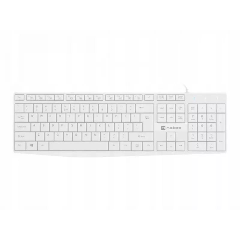 Teclado completo con cable NATEC NAUTILUS NKL-1951, 105 teclas, US International QWERTY, blanco, USB, 1,8 m