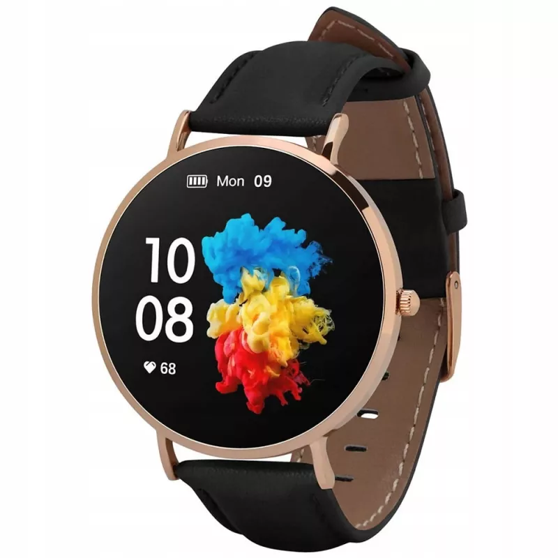 Smartwatch de piel Garett Verona oro-negro