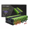 Qoltec Monolith Convertidor de tensión | Carga de batería | SAI | 2000W | 4000W | 12V a 230V | Onda senoidal pura | LCD negro-verde
