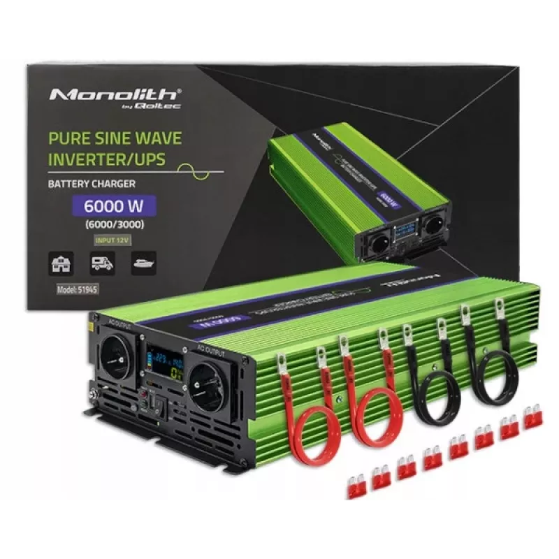 Inversor de coche Qoltec Monolith 6000 W Verde 12 V