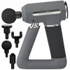 Nedis Pistola de masaje deportiva, 6 velocidades con 4 accesorios, motor sin escobillas para recuperación y relajación muscular, mango triangular, recargable - Gris