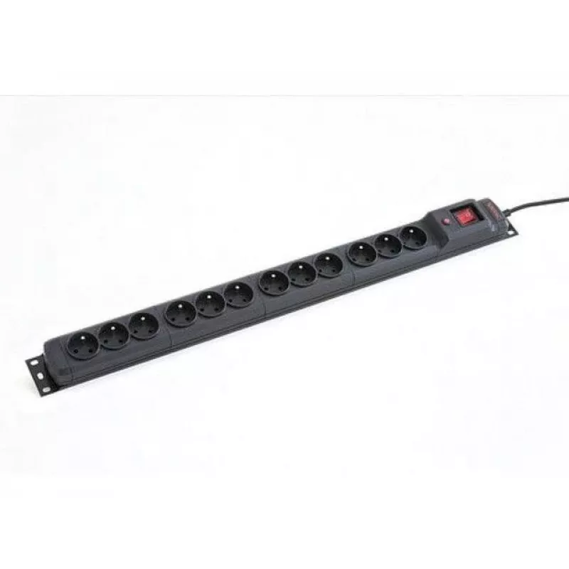 Armac M12 regleta para rack de 19 pulgadas, 12x 230V, vertical, 1,5 m, negra (M12/15/CZ)
