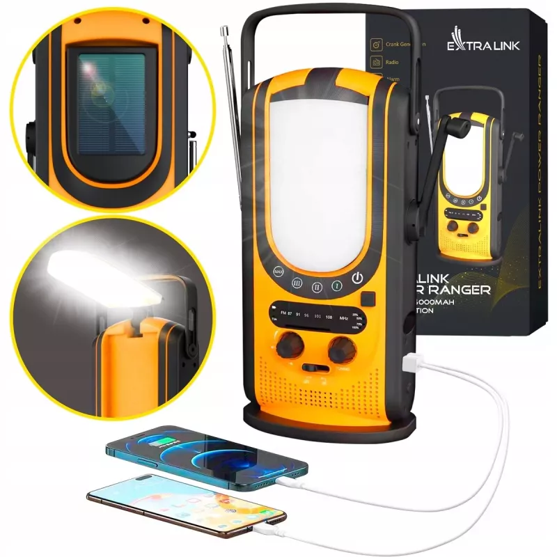 Extralink Power Ranger EPS-6000 | batería externa | 6000 mAh, radio FM, luz LED, dinamo, panel solar