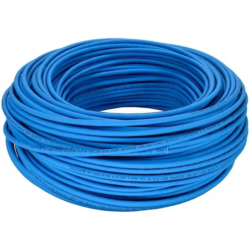 DIGITUS DK-1641-A-VH-1 Cable de instalación Cat. 6A S/FTP, AWG 23/1 hilo, LSZH, Eca, 100 m, azul (RAL 5012)
