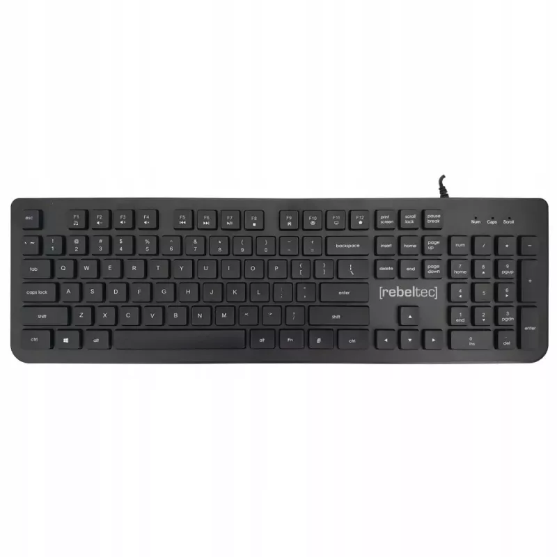 Teclado multimedia USB Rebeltec RBLKLA00042 – Full-Size, negro